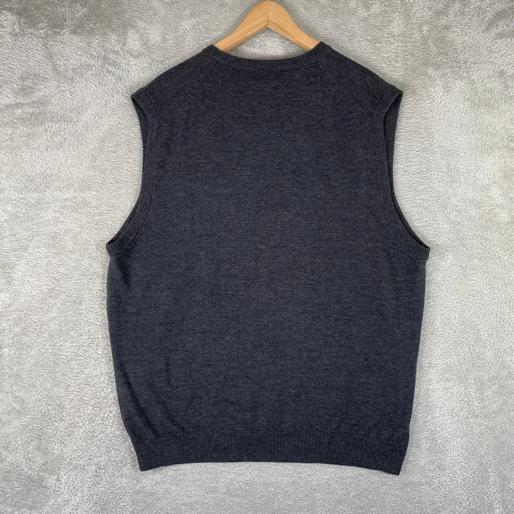Pronto Uomo Sweater Vest Mens XL Gray Extra Fine Merino Wool V Neck Preppy